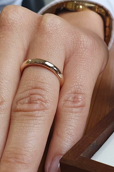 Silver Self Gümüş Alyans 4 Mm Altın Kaplama Bombe