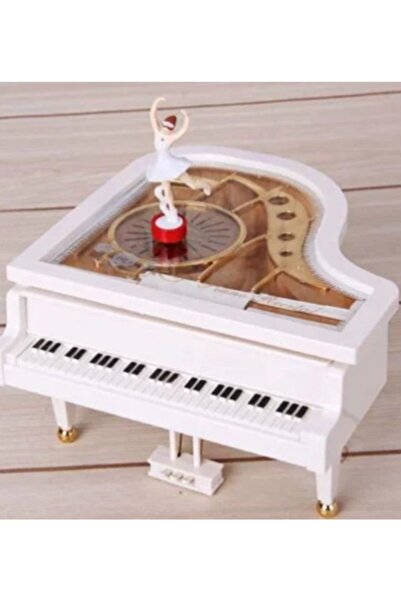 ELBA Piyano Balerin Müzik Kutusu Beyaz Balerin