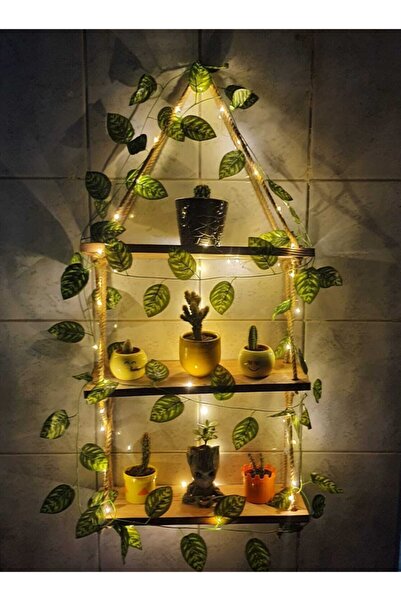 KozmoParti 3 M Gün Işığı Ledli Sarı Çizgili Dekoratif Yeşil Yapraklı 230 cm Yapay Sarmaşık