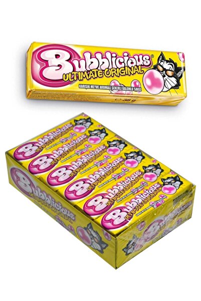 KENT Bubblicious Sakız 38 gr X 18'li Paket Karışık Meyve Aromalı Şekerli Balonlu