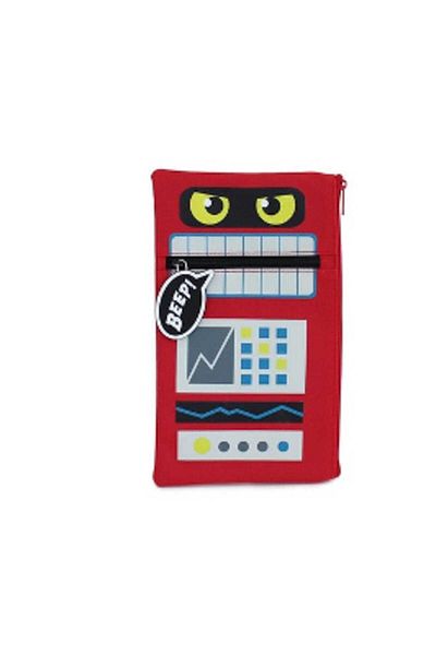 pape Robot Patterned Zippered Pencil Case - 16358