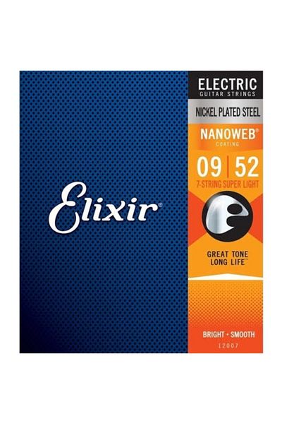 Elixir 12007 سلسلة جيتار كهربائي نانو ويب سوبر لايت 7 أوتار (9-52)