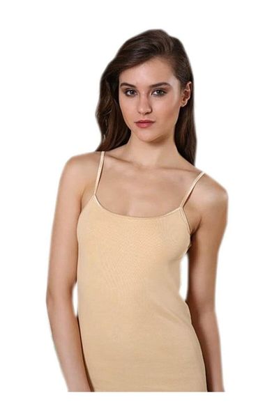 Berrak Women's Beige Lycra Cotton Rope Strap Undershirt 2128