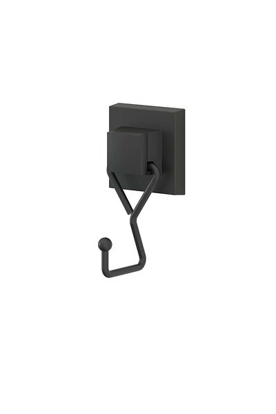 Teknotel Χωρίς τρυπάνι με βίδες! Easyfix Αυτοκόλλητη Μονή Κρεμάστρα Μαύρο Ματ Ef237