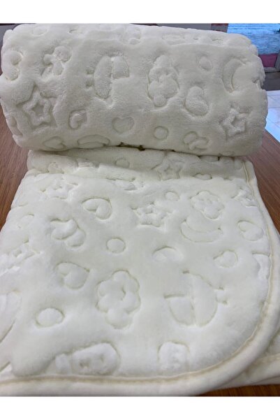 Özdilek Plush Baby Blanket Embos White 100 X 120