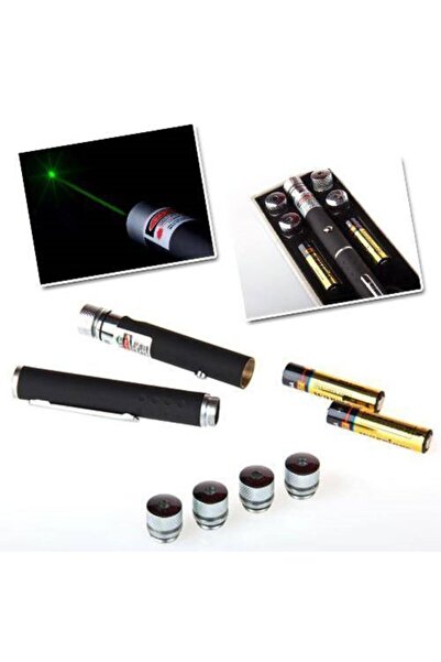 Genel Markalar Yeşil Lazer Pointer 100 Mw 10 Km Etkili Menzilli 5 Başlıklı Ergonomik Tasarım Portatif Kalem Lazer
