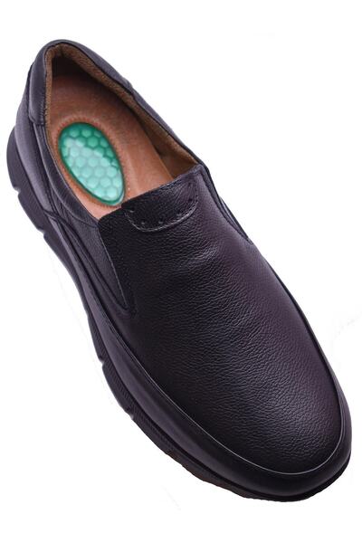 Generic Brand Men's Black Orthopedic Heel Massage Genuine Leather Winter Shoes