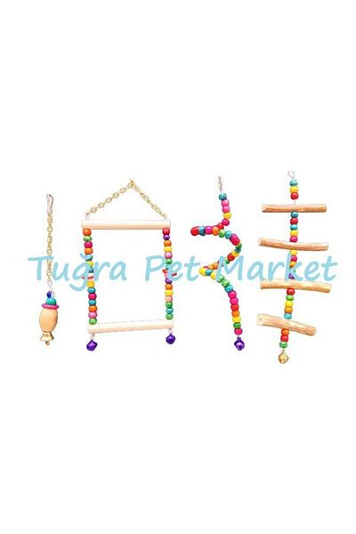 TUĞRA PET MARKET Tuğra Pet Market Budgie Toy and Swing (SET OF 4) Toy Set