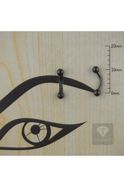 Siyah Cerrahi Çelik Kaş - Rook Piercing 6mm