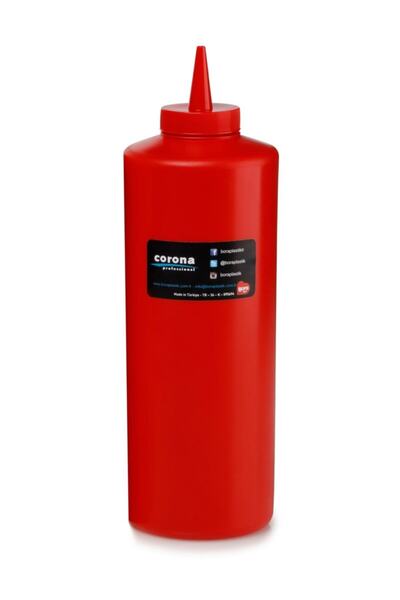 Bora Plastik Ketchup Mayonnaise Bottle with Lid 950 ml Sauce Bottle Red - Bo2107