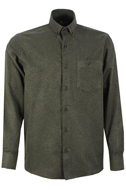Varetta Ανδρικό χειμερινό πουκάμισο με μακρυμάνικο πέτο με κουμπιά, πράσινο κλασικό κόψιμο