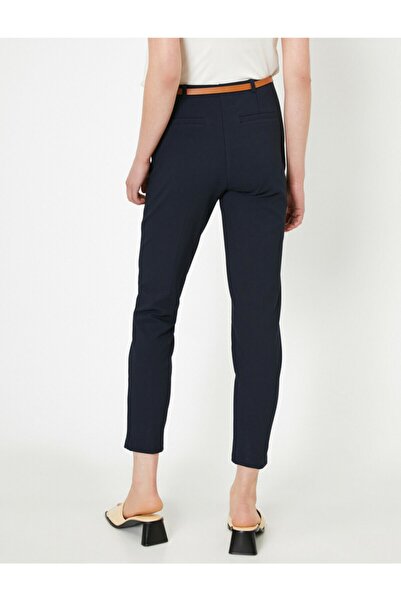 Koton Жіночі темно-сині штани з поясом і прорізними кишенями