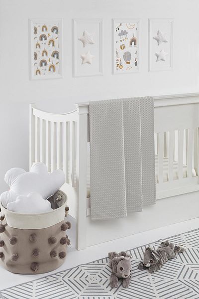 Upline Baby Gray 100% Cotton Baby Blanket (100x150)
