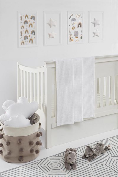 Upline Baby White 100% Cotton Baby Blanket (90x100)