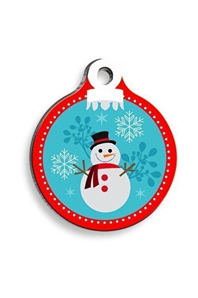 HN TEKSTİL Christmas Series Snowman 2 Round Cat and Dog Tag