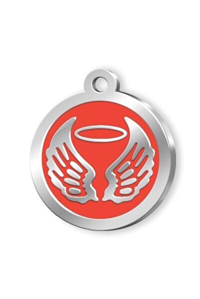 Dalis Pet Tag - Enameled Series Angel Patterned Imprint Red