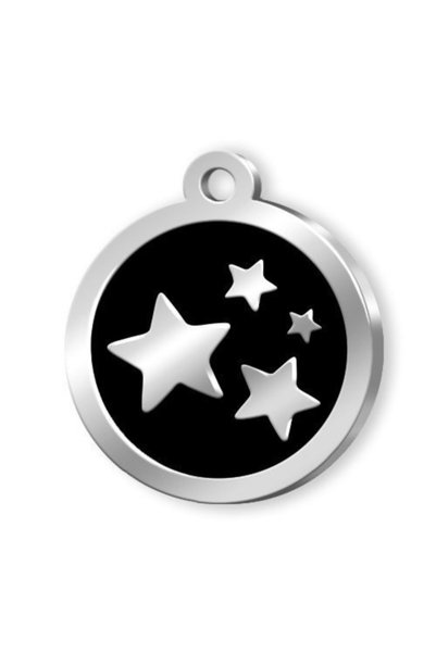 Generic Brand Pet Tag - Enameled Series Star Patterned Imprint Black
