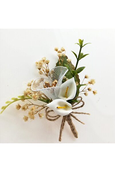 Lora Davet Damat Ve Arkadaşları Için Yaka Çiçeği - Beyaz 64631