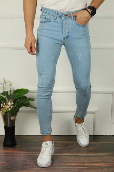 çerme Erkek Mavi Tırnaklı Slim Fit Jean Kot Pantolon Ç13