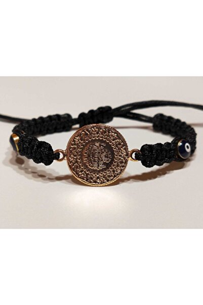 GEZERGOLD TAKI Ipli Çeyrek Bileklik 22 Ayar Altın Kaplama Nazar Boncuklu