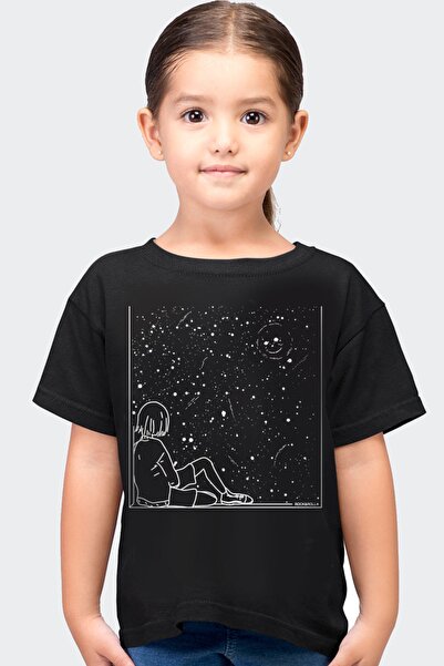 ROCKANDROLL Devojčin crni univerzalni smajli kratki rukav T-shirt