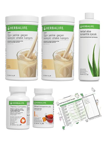 Herbalife Shake Vanilya 2 Adet + Şeftali Çay + Aloe Vera + Thermo Complete + ...