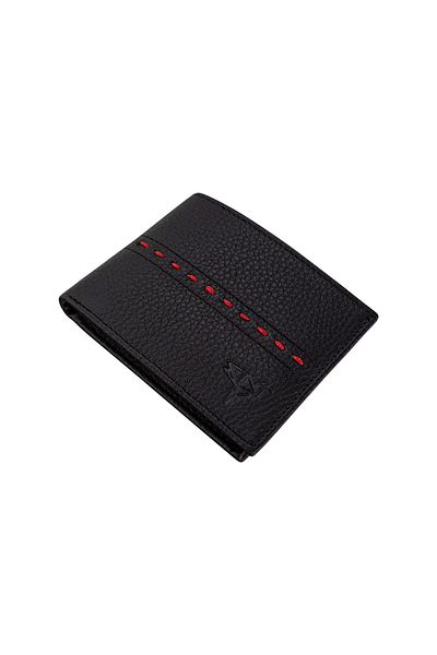 Garbalia Men's Black Handmade Genuine Leather Saddler Stitched Wallet