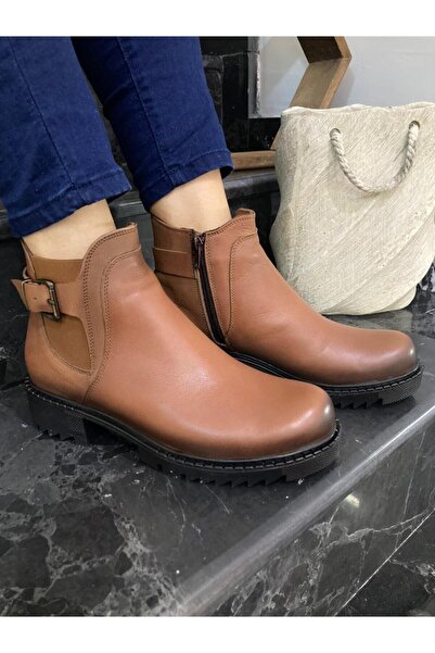 Elegant Ayakkabı Bot Paris Deri Taba