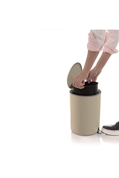 Nova Beige Prima Lenox Pedal Trash Can Beige 5 Lt