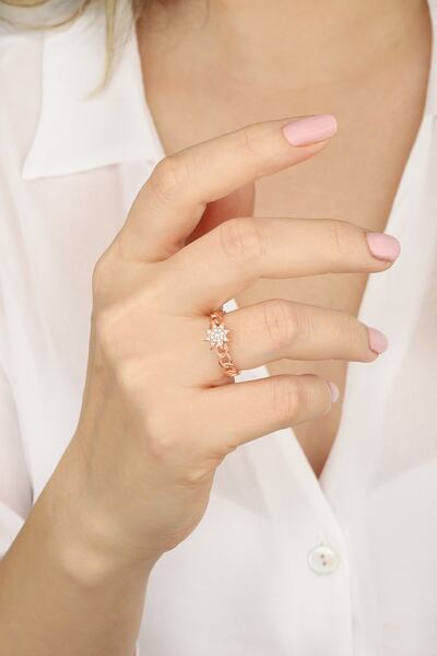 Lia Berto Kadın Rose Gurmet Işlemeli Yıldız Model Gümüş Yüzük