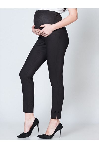 BUSA Black Gabardine Trousers - Maternity and Slit Leg, Pearl Model