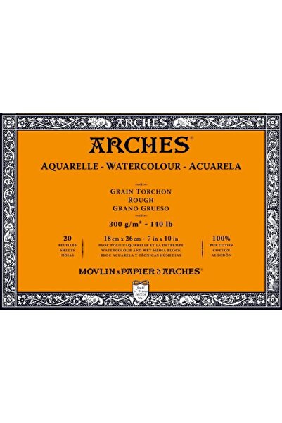 Arches Watercolor Block Notebook - Thick Texture - 300gr.18x26cm - 20 Yp.