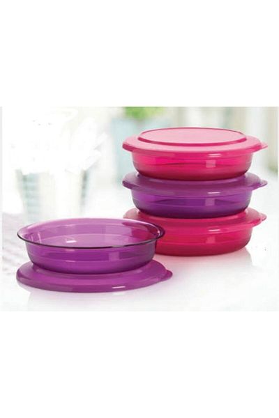 Tupperware Crystal Bowl Purple Pink Set of 4