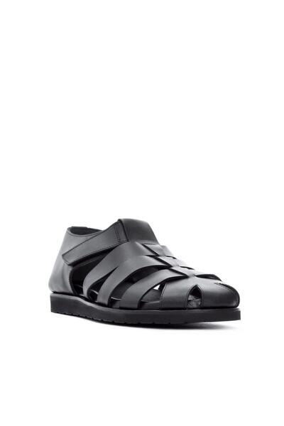 KEMAL TANCA Men's Black Leather Sandals