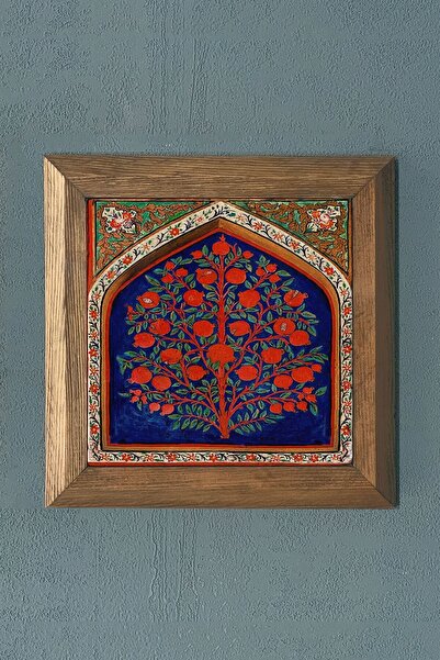 Oscar Stone Decor Masif Çerçeveli Nar Ağacı Bereket Taş Tablo 28x28 Cm