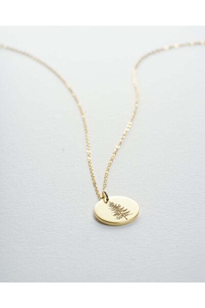 silver925express Kadın 24 Ayar Has Altın Kaplama Çam Ağacı Kolye