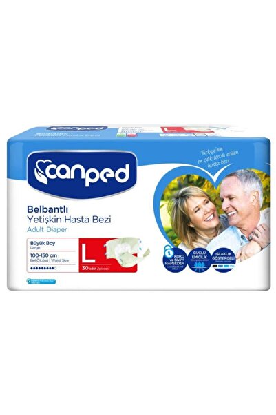 Canped Bel Bantlı Yetişkin Hasta Alt Bezi Büyük Boy (L) | 30 Adet