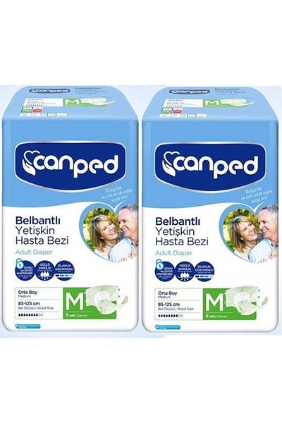 Canped Adult Diapers with Waistband Medium Size 9 Pack X 2 Pieces