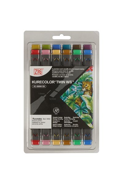 Zig Kurecolor Twin Dull Colors 12 Marker Set S Kc-3000/128 4