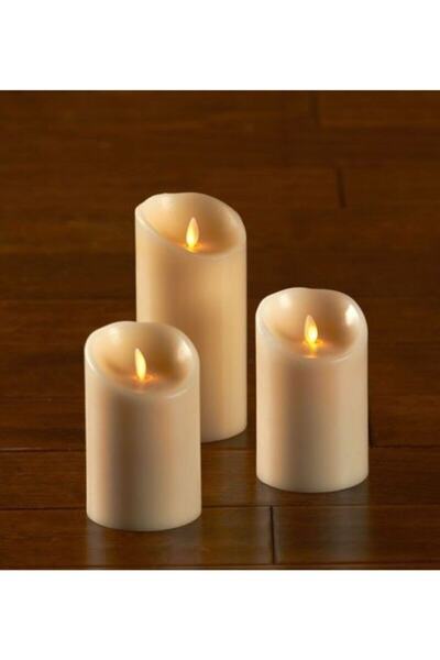 MOBGİFT 3'lü Led Işıklı Mum Pilli Dekoratif Gece Lambası
