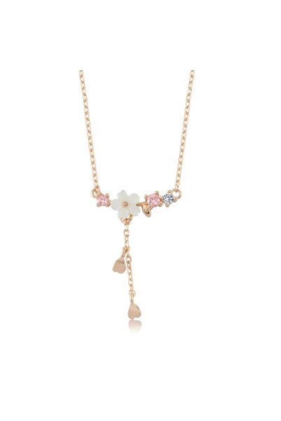 Mia Vento Renkli Salkımlar Rose Renk Flowers Gümüş Kolye