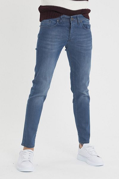 Tarz Cool Men's Blue Denim Slim Fit Trousers