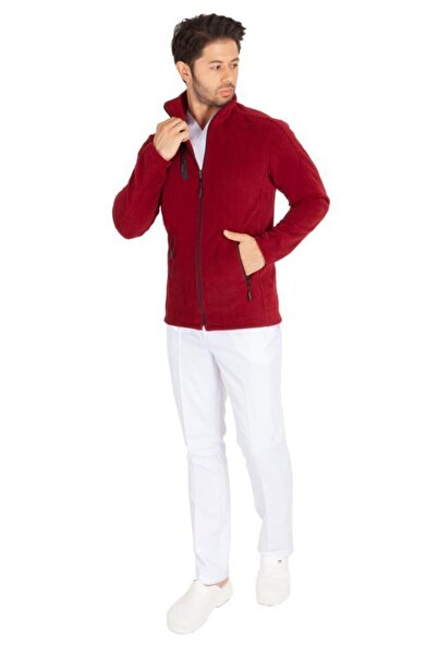 VEHBİ Чоловічий бордовий лікарський халат для медсестер Зимовий халат для лік...