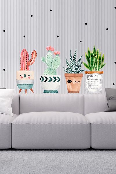 Sim Tasarım Cacti in Pots Wall Sticker Set