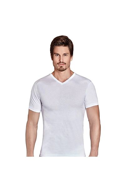 Berrak Men's White V-Neck Undershirt Cotton 2-Piece 1007