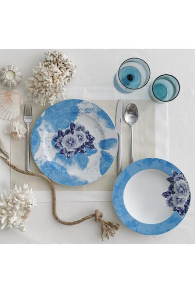 Güral Porselen Mavi 24 Parça 6 Kişilik Yemek Takımı
