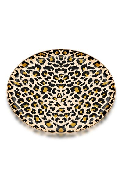 Ezem Leopard -d Shiny Gold Glass Tray 35/35