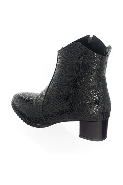 İriadam K976 Black Patent Leather Printed Comfortable Wide Fit Large Size Women's Boots