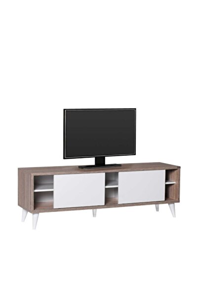 Adore Mobilya Retro Wide Slide Tv Sehpası Latte-diamond Beyaz
