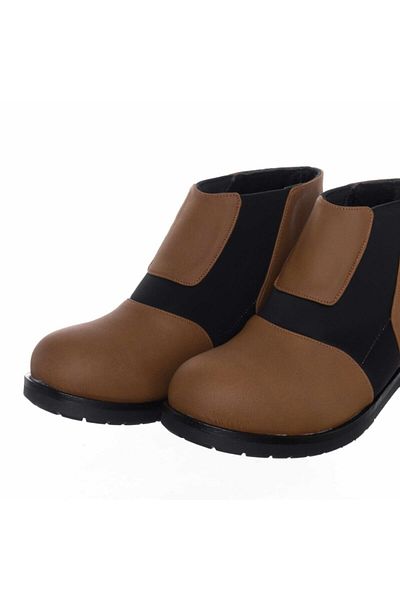 İriadam K382-2 Tan Nubuck & Black Stretch Large Size Women's Boots